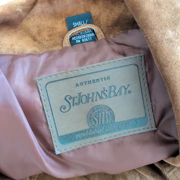 Vintage Y2K St Johns Bay Suede Jacket 100% Leather Brown Coat Women's Small - Picture 4 of 11